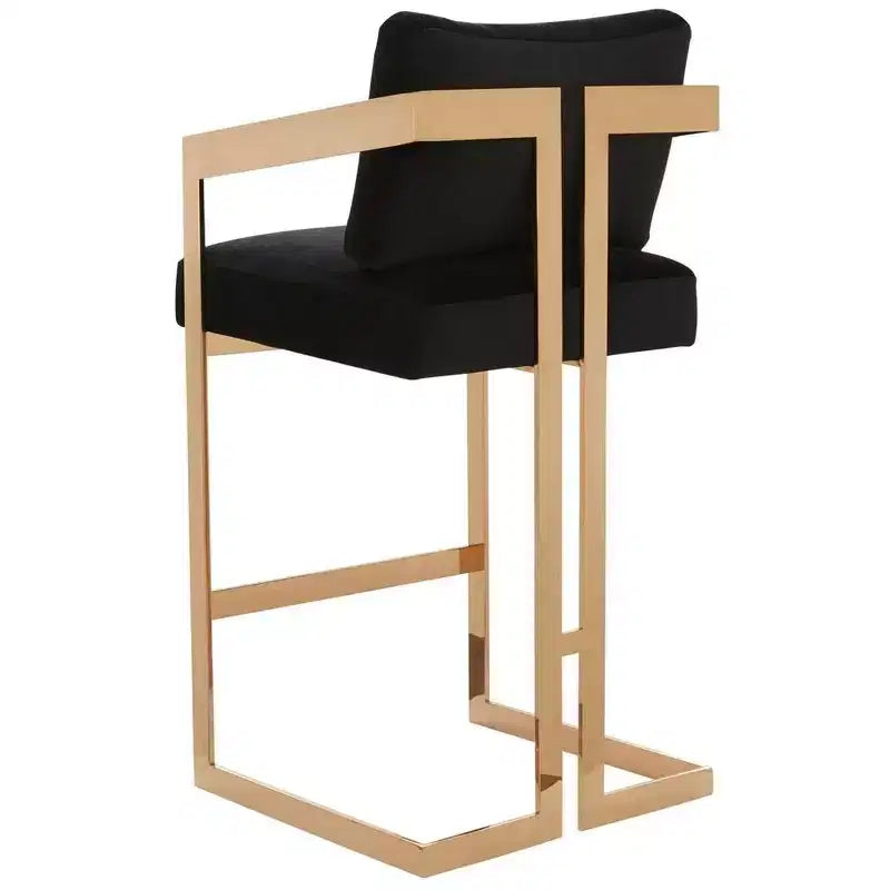 Tabouret de bar en velours Taraji - KNT7027 - Noir Giotto - Safavieh Couture