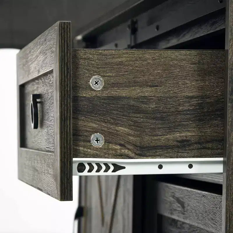 Meuble bas de bar à café de style ferme HOMCOM, buffet de cuisine, meuble de rangement avec porte coulissante de style grange et 3 tiroirs de rangement pour salon