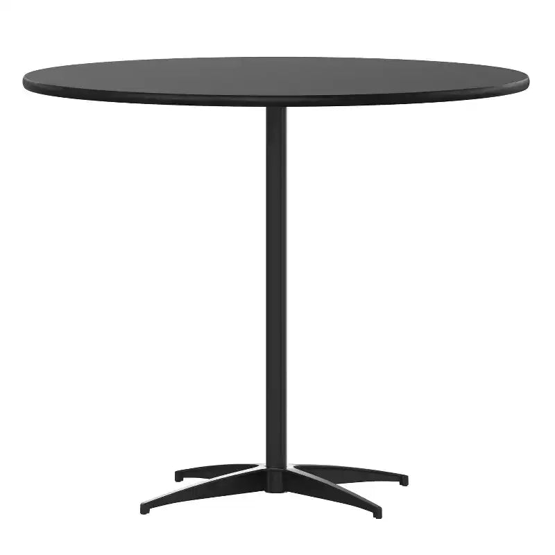 Emma and Oliver 36 Round Wood Cocktail Table with 30 and 42 Columns