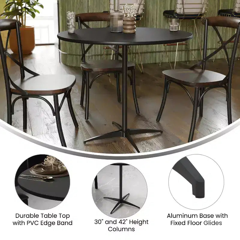 Table basse ronde en bois Emma and Oliver de 36 po avec colonnes de 30 et 42 po
