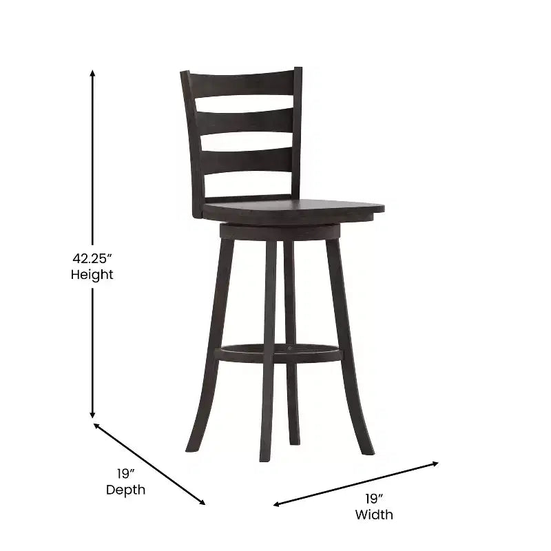 Tabouret de comptoir classique Emma et Oliver Ladderback avec siège en bois