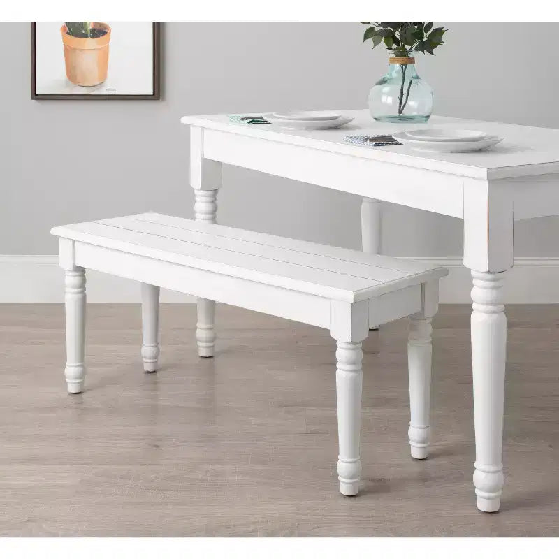 Banc rectangulaire en bois Kate et Laurel Cates, 42x14x19, blanc