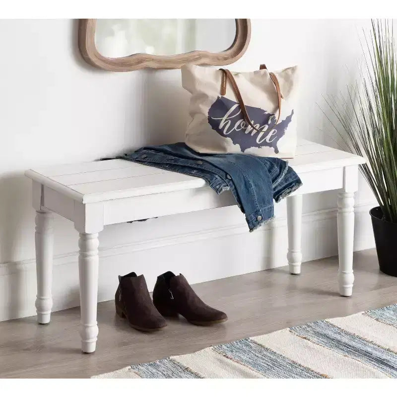 Banc rectangulaire en bois Kate et Laurel Cates, 42x14x19, blanc