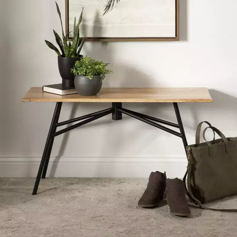 Banc rectangulaire en bois Kate and Laurel Pallson, 36x14x20, naturel et noir