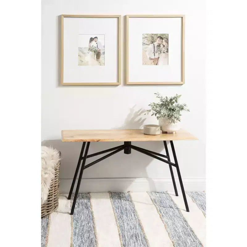Banc rectangulaire en bois Kate and Laurel Pallson, 36x14x20, naturel et noir