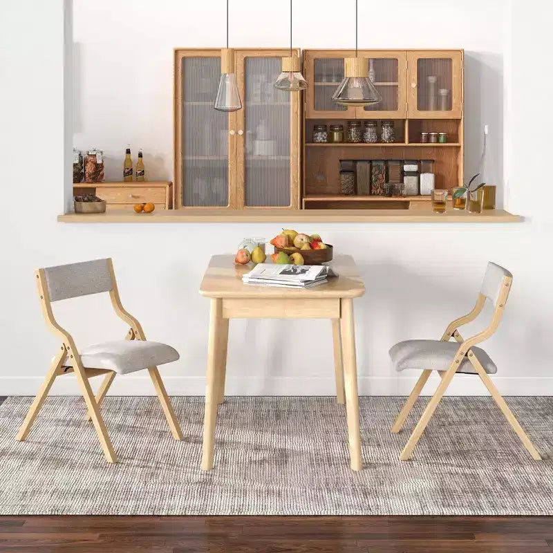 Lot de 2 chaises de salle à manger pliantes Costway, en bois, avec assise rembourrée en tissu de lin moderne