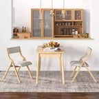 Lot de 2 chaises de salle à manger pliantes Costway, en bois, avec assise rembourrée en tissu de lin moderne