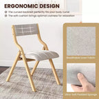 Lot de 2 chaises de salle à manger pliantes Costway, en bois, avec assise rembourrée en tissu de lin moderne