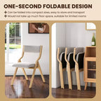 Lot de 2 chaises de salle à manger pliantes Costway, en bois, avec assise rembourrée en tissu de lin moderne