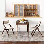 Lot de 2 chaises de salle à manger pliantes Costway, en bois, avec assise rembourrée en tissu de lin moderne