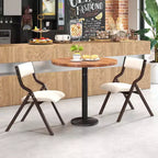 Lot de 2 chaises de salle à manger pliantes Costway, en bois, avec assise rembourrée en tissu de lin moderne