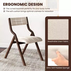 Lot de 2 chaises de salle à manger pliantes Costway, en bois, avec assise rembourrée en tissu de lin moderne