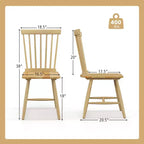 Costway Windsor – Lot de 2 chaises de salle à manger sans accoudoirs, dossier à barreaux, bois d'hévéa massif, noir/naturel