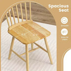 Costway Windsor – Lot de 2 chaises de salle à manger sans accoudoirs, dossier à barreaux, bois d'hévéa massif, noir/naturel