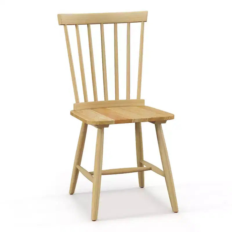 Costway Windsor – Lot de 2 chaises de salle à manger sans accoudoirs, dossier à barreaux, bois d'hévéa massif, noir/naturel