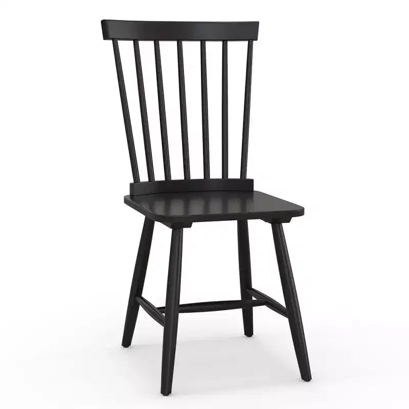 Costway Windsor – Lot de 2 chaises de salle à manger sans accoudoirs, dossier à barreaux, bois d'hévéa massif, noir/naturel