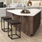 Costway Lot de 2 tabourets de bar rembourrés, hauteur de comptoir, en cuir PU avec repose-pieds, marron/noir/gris