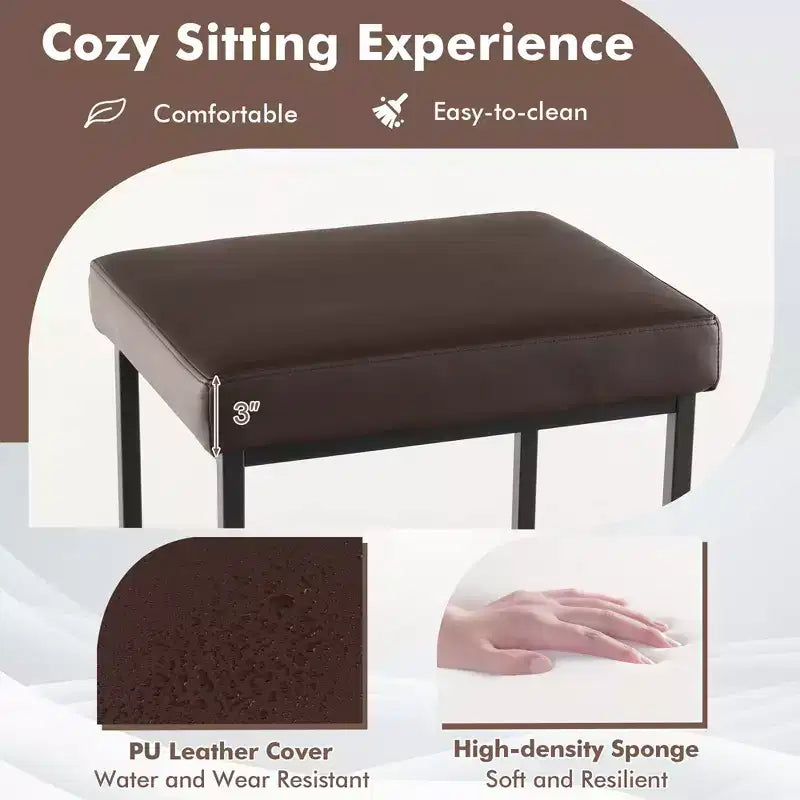 Costway Lot de 2 tabourets de bar rembourrés, hauteur de comptoir, en cuir PU avec repose-pieds, marron/noir/gris