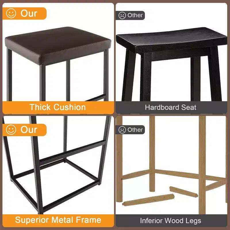 Costway Lot de 2 tabourets de bar rembourrés, hauteur de comptoir, en cuir PU avec repose-pieds, marron/noir/gris