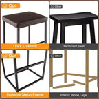 Costway Lot de 2 tabourets de bar rembourrés, hauteur de comptoir, en cuir PU avec repose-pieds, marron/noir/gris