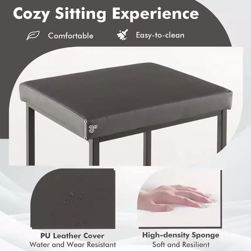 Costway Lot de 2 tabourets de bar rembourrés, hauteur de comptoir, en cuir PU avec repose-pieds, marron/noir/gris