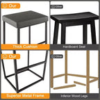 Costway Lot de 2 tabourets de bar rembourrés, hauteur de comptoir, en cuir PU avec repose-pieds, marron/noir/gris