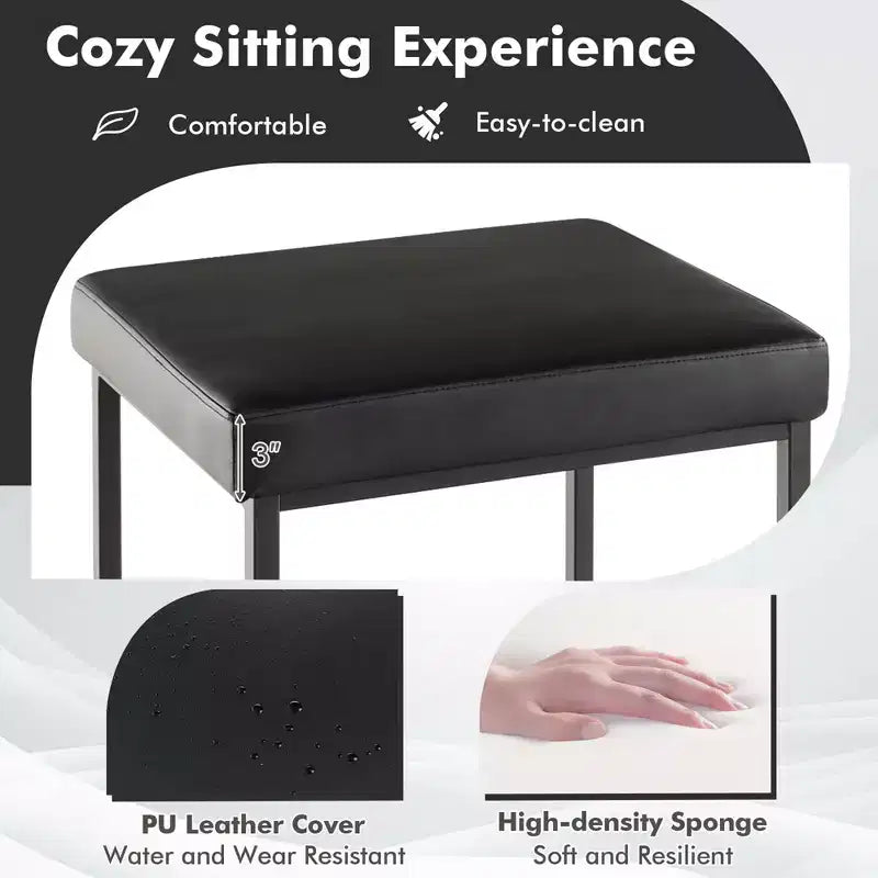 Costway Lot de 2 tabourets de bar rembourrés, hauteur de comptoir, en cuir PU avec repose-pieds, marron/noir/gris