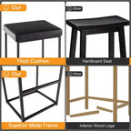 Costway Lot de 2 tabourets de bar rembourrés, hauteur de comptoir, en cuir PU avec repose-pieds, marron/noir/gris