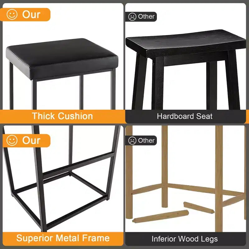 Costway Lot de 2 tabourets de bar rembourrés, hauteur de comptoir, en cuir PU avec repose-pieds, marron/noir/gris