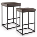 Costway Lot de 2 tabourets de bar rembourrés, hauteur de comptoir, en cuir PU avec repose-pieds, marron/noir/gris