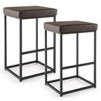 Costway Lot de 2 tabourets de bar rembourrés, hauteur de comptoir, en cuir PU avec repose-pieds, marron/noir/gris