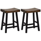 Costway 24 Bar Stool Set of 2 Counter Height Solid Wood Curved Saddle Seat Footrest