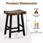 Costway 2 tabourets de bar 24 pouces Hauteur comptoir Bois massif Siège selle incurvé Repose-pieds