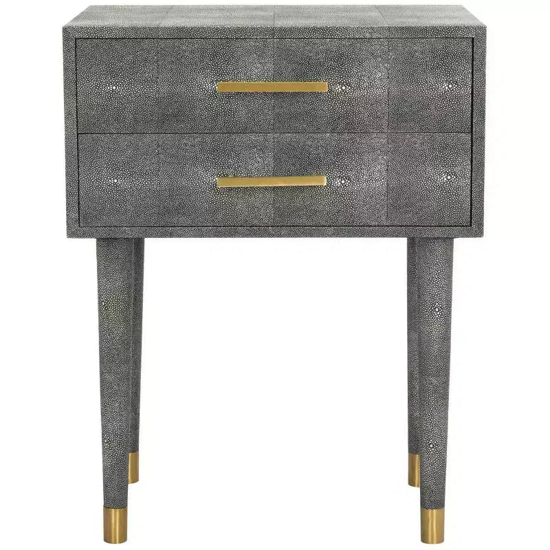 Nour Faux Shagreen End Table - SFV1520B - Black - Safavieh Couture