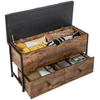 Banc Coffre de Rangement Costway, Dessus Rabattable, en Bois, avec Coussin et 2 Tiroirs