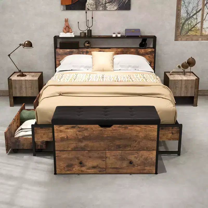 Banc Coffre de Rangement Costway, Dessus Rabattable, en Bois, avec Coussin et 2 Tiroirs