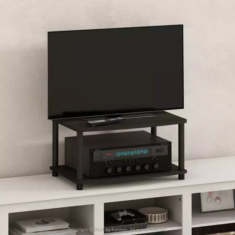 Meuble TV Furinno Industriel, console multimédia avec étagères de rangement ouvertes à 2 niveaux