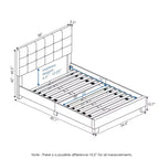Cadre de lit rembourré Futon pour lit double/Queen Size, avec tête de lit capitonnée, sommier à lattes 12 pièces, gris