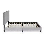 Cadre de lit rembourré Futon pour lit double/Queen Size, avec tête de lit capitonnée, sommier à lattes 12 pièces, gris