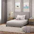 Cadre de lit rembourré Futon pour lit double/Queen Size, avec tête de lit capitonnée, sommier à lattes 12 pièces, gris