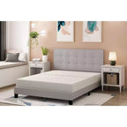 Cadre de lit rembourré Futon pour lit double/Queen Size, avec tête de lit capitonnée, sommier à lattes 12 pièces, gris