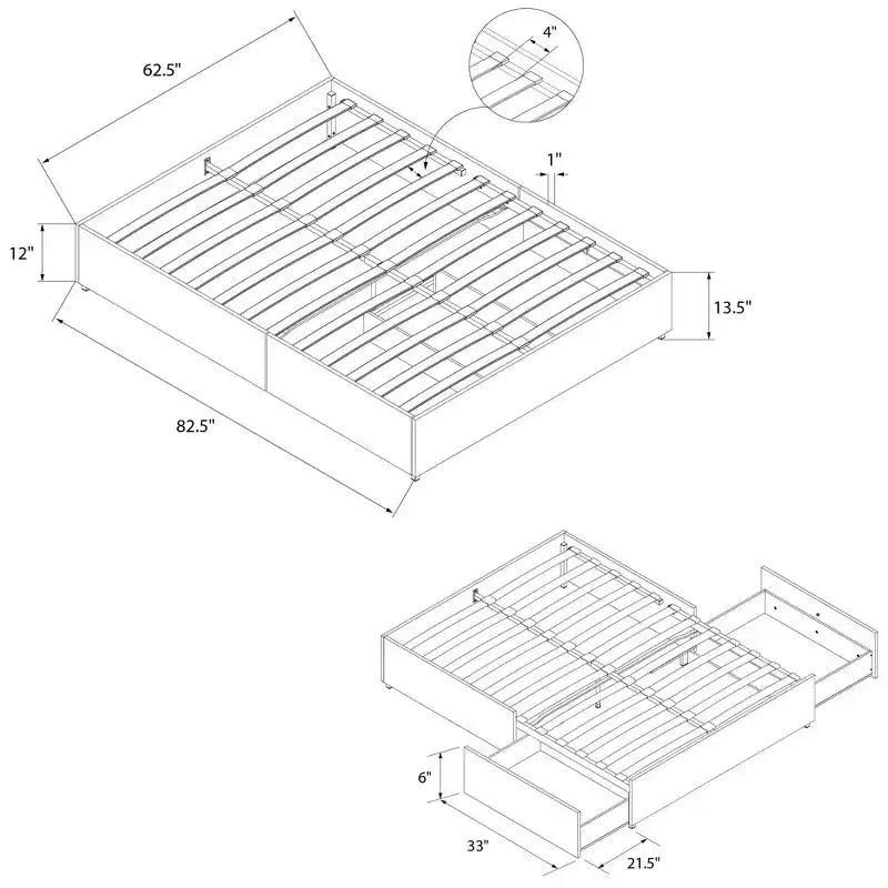 Lit plateforme DHP Maven avec rangement