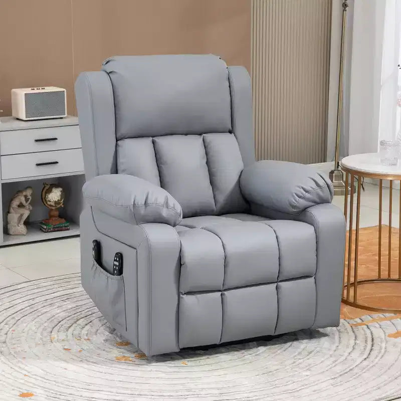 Fauteuil inclinable et releveur électrique HOMCOM pour personnes âgées avec massage vibrant, télécommande et poches latérales, gris