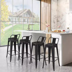 Tabourets de bar en métal Yaheetech 30 H, lot de 4 pour restaurant et maison, noirs