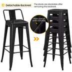 Tabourets de bar en métal Yaheetech 30 H, lot de 4 pour restaurant et maison, noirs