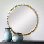 Miroir Mural Décoratif Rond Uttermost, Moderne Biseauté, Cadre en Fer Feuille d'Or, 81 cm de Large, pour Salle de Bain, Chambre, Salon, Maison