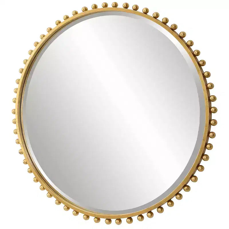 Miroir Mural Décoratif Rond Uttermost, Moderne Biseauté, Cadre en Fer Feuille d'Or, 81 cm de Large, pour Salle de Bain, Chambre, Salon, Maison
