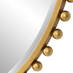 Miroir Mural Décoratif Rond Uttermost, Moderne Biseauté, Cadre en Fer Feuille d'Or, 81 cm de Large, pour Salle de Bain, Chambre, Salon, Maison