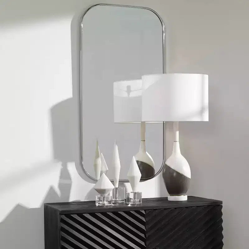 Miroir mural rectangulaire Uttermost Taft 41 x 21 nickel poli