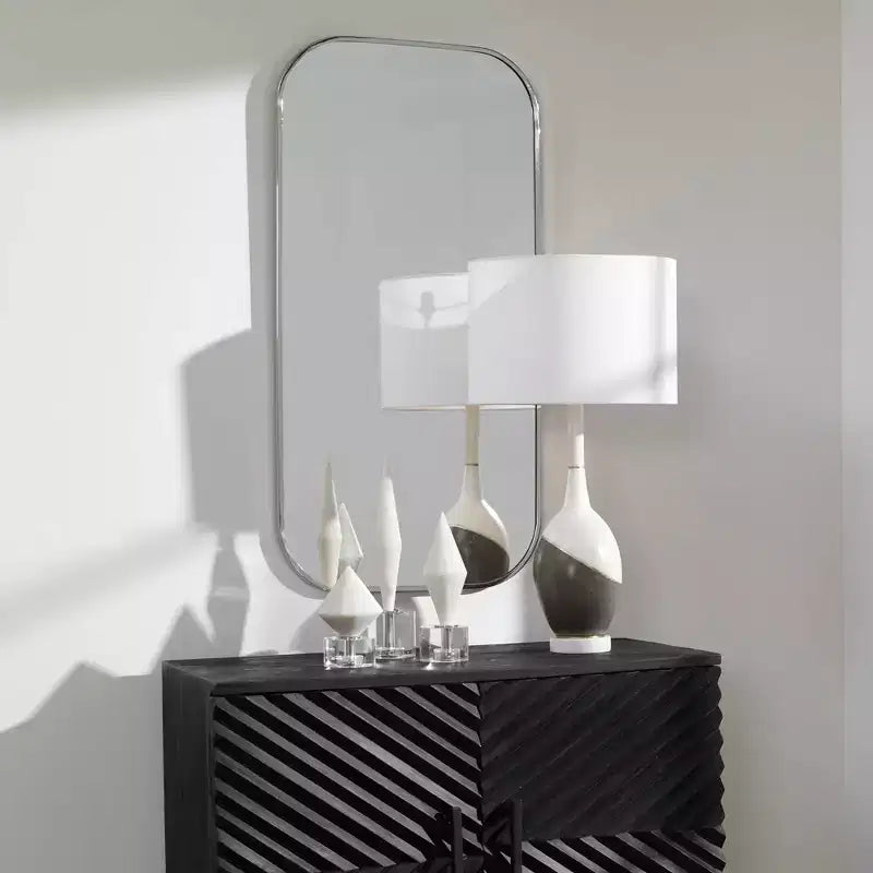 Miroir mural rectangulaire Uttermost Taft 41 x 21 nickel poli